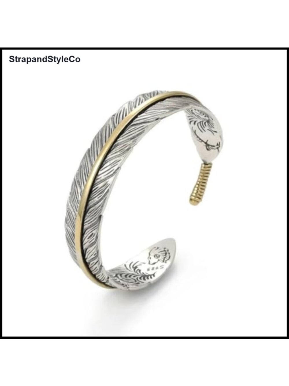 Copper Feather Cuff Bracelet Adjustable Engraved Bangle Vintage Style